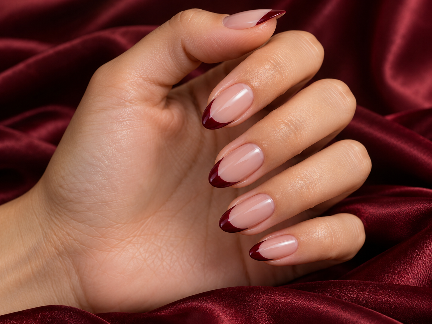 Bordeaux French nail style illustration